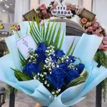 Blue Flower Bouquet With Gypsophila